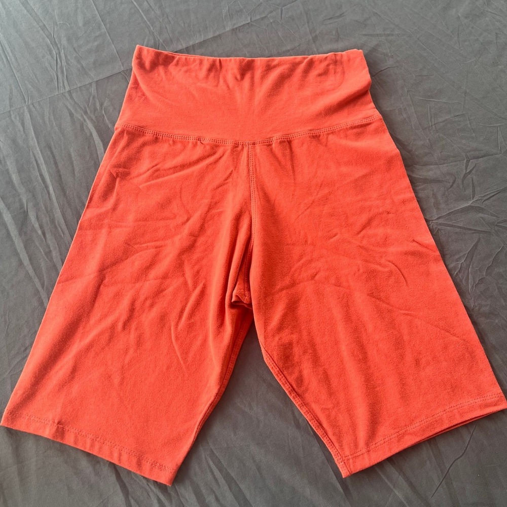 Secret Treasures Womens High Rise Biker Shorts Orange Cotton Blend Size S 4-6